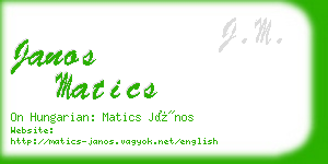 janos matics business card